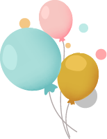 Iconos de globos de cumpleaños de varios colores.